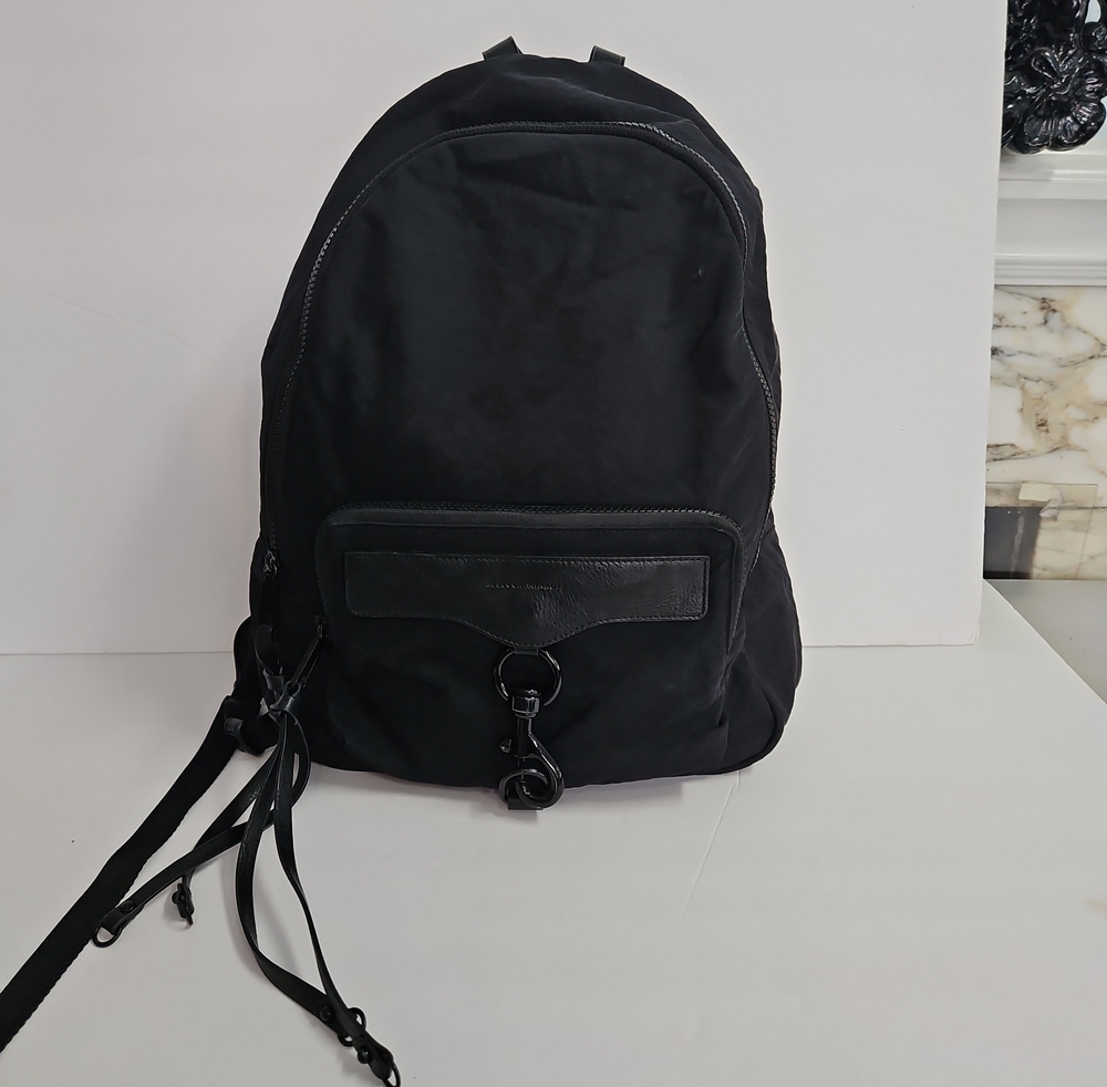 Rebecca Minkoff Black Nylon Backpack with Leather Trim